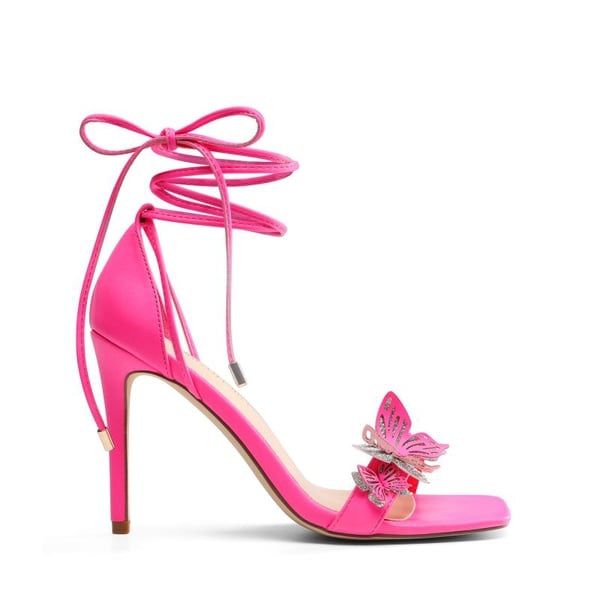 Butterfly Lace Up Stilleto High Heels - HOT PINK-PU - 4